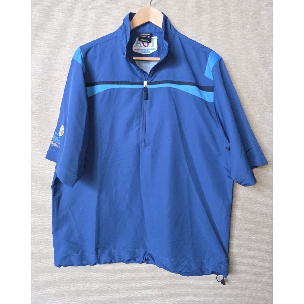 Nike Pullover Vintage Mens 1/2 Zip Up Golf Mock Neck Short Sleeve Medium Blue